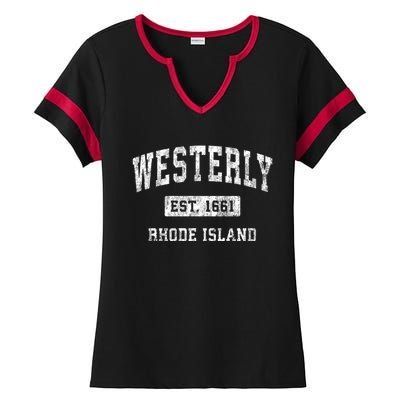 Westerly Rhode Island Ri Vintage Established Sports Ladies Halftime Notch Neck Tee