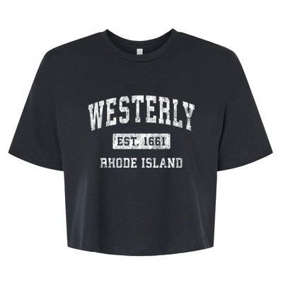 Westerly Rhode Island Ri Vintage Established Sports Bella+Canvas Jersey Crop Tee