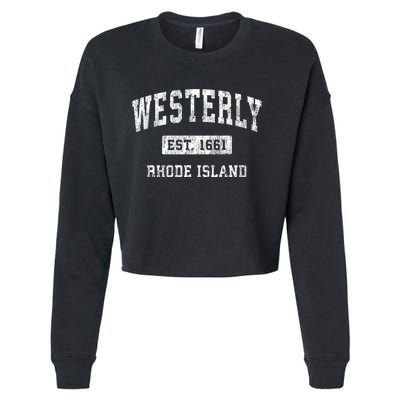 Westerly Rhode Island Ri Vintage Established Sports Cropped Pullover Crew