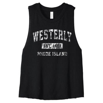 Westerly Rhode Island Ri Vintage Established Sports Women's Racerback Cropped Tank