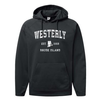 Westerly Rhode Island Ri Vintage Sports Performance Fleece Hoodie