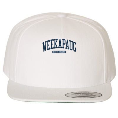 Weekapaug Rhode Island Ri College University Style Blue Wool Snapback Cap