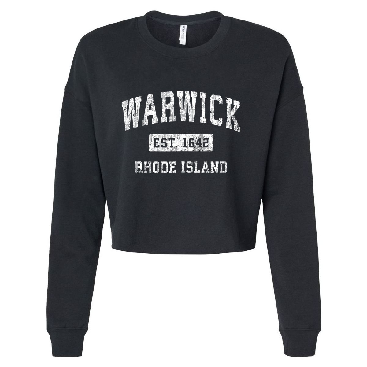 Warwick Rhode Island Ri Vintage Established Sports Cropped Pullover Crew