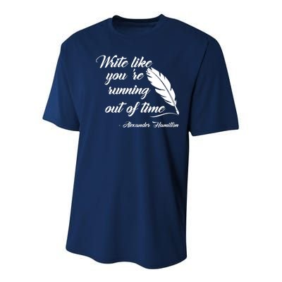 Write Like You're Running Out Of Time - Alexander Hamilton Quote Youth Performance Sprint T-Shirt