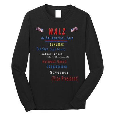 Walz Resume Kamala Harris President Funny Unique Special Long Sleeve Shirt