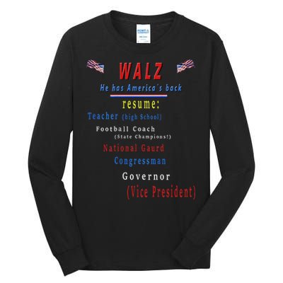 Walz Resume Kamala Harris President Funny Unique Special Tall Long Sleeve T-Shirt