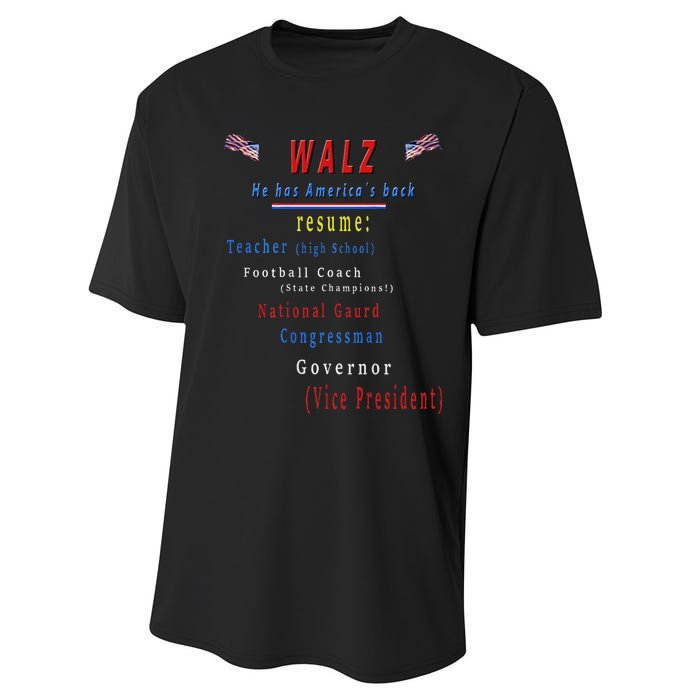 Walz Resume Kamala Harris President Funny Unique Special Performance Sprint T-Shirt