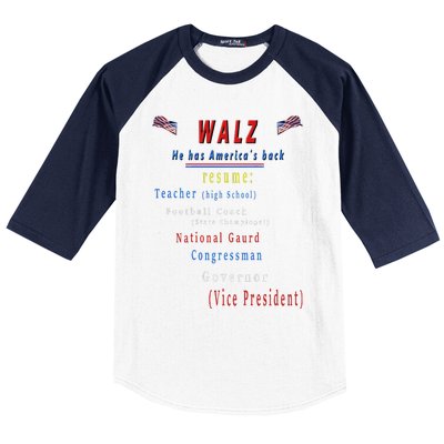 Walz Resume Kamala Harris President Funny Unique Special Baseball Sleeve Shirt