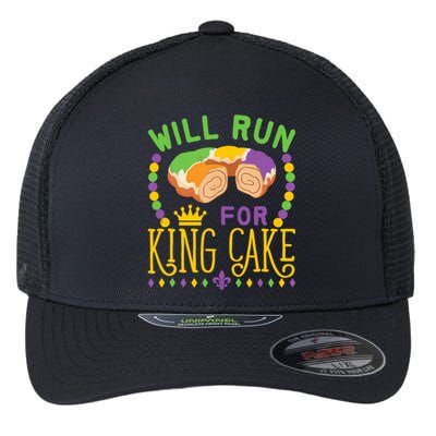 Will Run King Cake Funny Flexfit Unipanel Trucker Cap