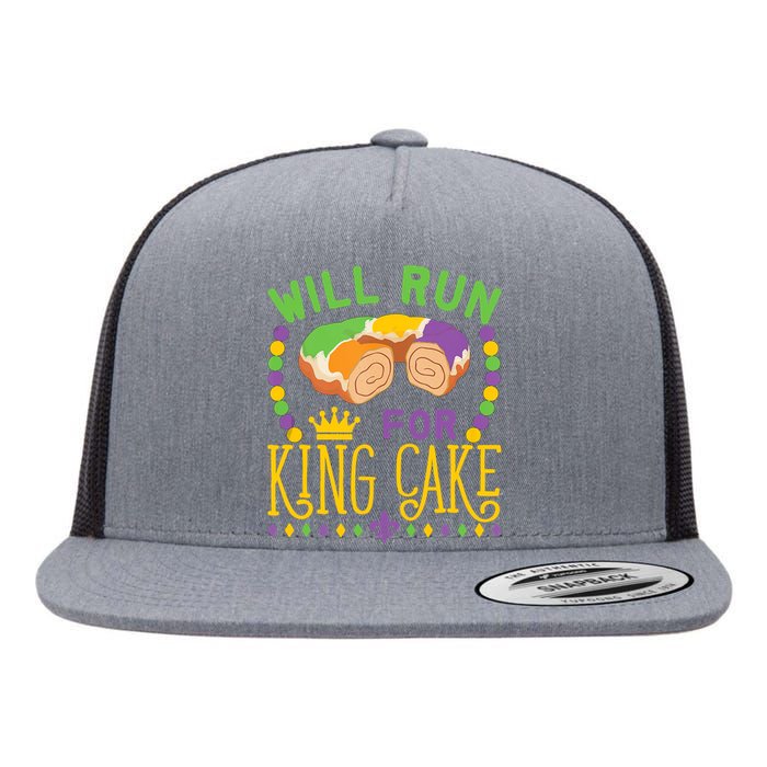 Will Run King Cake Funny Flat Bill Trucker Hat