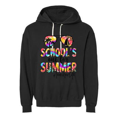 Womens Retro Last Day Of School Schools Out For Summer Teacher Life Garment-Dyed Fleece Hoodie
