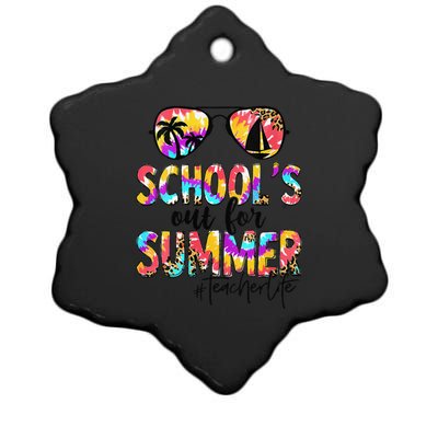 Womens Retro Last Day Of School Schools Out For Summer Teacher Life Ceramic Star Ornament