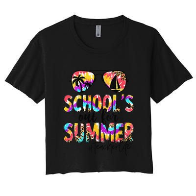 Womens Retro Last Day Of School Schools Out For Summer Teacher Life Crop Top