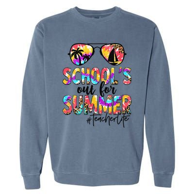 Womens Retro Last Day Of School Schools Out For Summer Teacher Life Garment-Dyed Sweatshirt