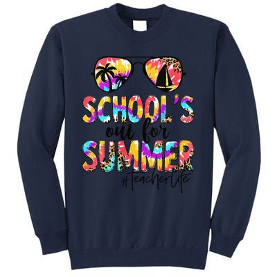 Womens Retro Last Day Of School Schools Out For Summer Teacher Life Tall Sweatshirt