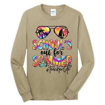 Womens Retro Last Day Of School Schools Out For Summer Teacher Life Tall Long Sleeve T-Shirt