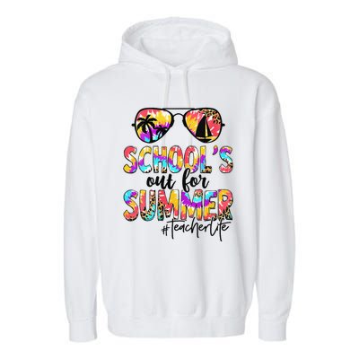 Womens Retro Last Day Of School Schools Out For Summer Teacher Life Garment-Dyed Fleece Hoodie