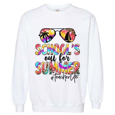 Womens Retro Last Day Of School Schools Out For Summer Teacher Life Garment-Dyed Sweatshirt