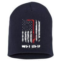 Welder Red Line American Flag USA Patriotic Welder Short Acrylic Beanie