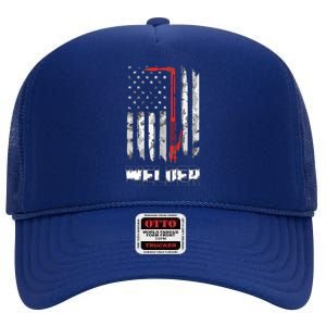 Welder Red Line American Flag USA Patriotic Welder High Crown Mesh Back Trucker Hat