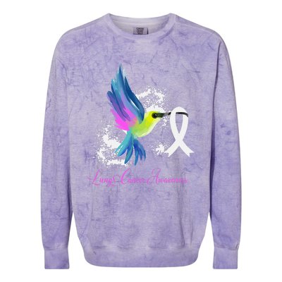 White Ribbon Lung Cancer Survivor Gift Lung Cancer Awareness Colorblast Crewneck Sweatshirt