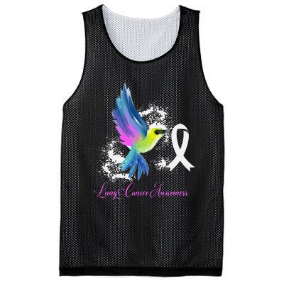 White Ribbon Lung Cancer Survivor Gift Lung Cancer Awareness Mesh Reversible Basketball Jersey Tank