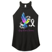 White Ribbon Lung Cancer Survivor Gift Lung Cancer Awareness Women’s Perfect Tri Rocker Tank