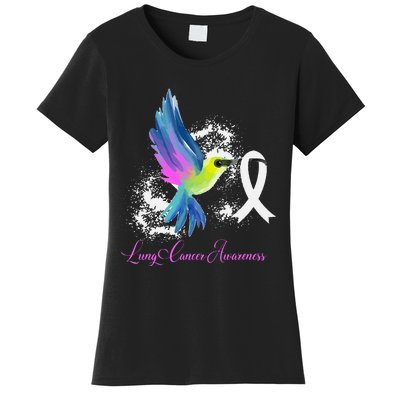 White Ribbon Lung Cancer Survivor Gift Lung Cancer Awareness Women's T-Shirt