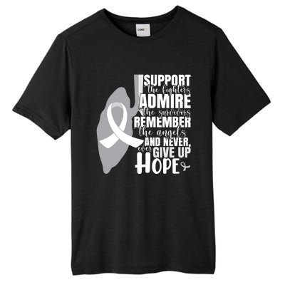 White Ribbon Lung Cancer Warrior Gift Tall Fusion ChromaSoft Performance T-Shirt