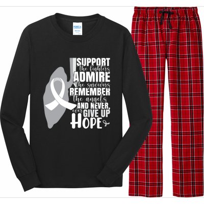 White Ribbon Lung Cancer Warrior Gift Long Sleeve Pajama Set