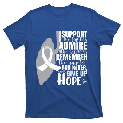 White Ribbon Lung Cancer Warrior Gift T-Shirt