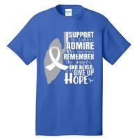 White Ribbon Lung Cancer Warrior Gift Tall T-Shirt