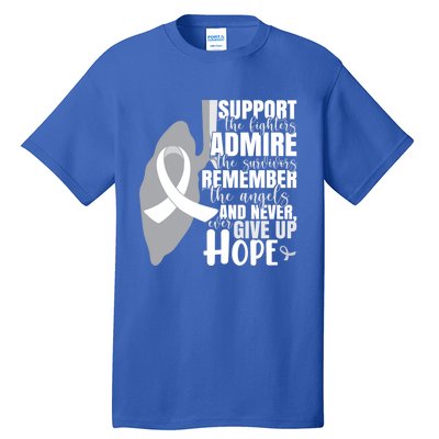 White Ribbon Lung Cancer Warrior Gift Tall T-Shirt