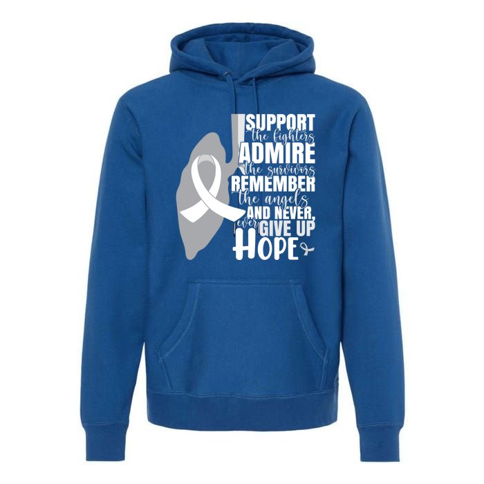 White Ribbon Lung Cancer Warrior Gift Premium Hoodie