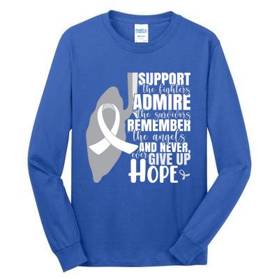 White Ribbon Lung Cancer Warrior Gift Tall Long Sleeve T-Shirt