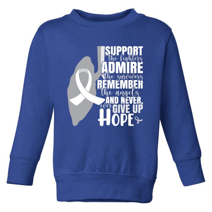 White Ribbon Lung Cancer Warrior Gift Toddler Sweatshirt