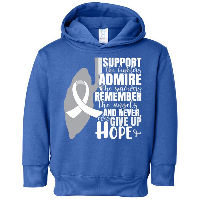 White Ribbon Lung Cancer Warrior Gift Toddler Hoodie