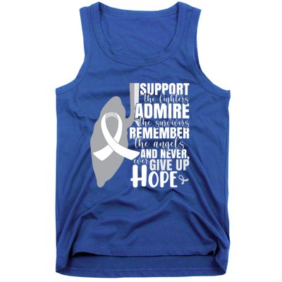 White Ribbon Lung Cancer Warrior Gift Tank Top