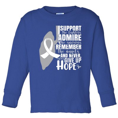 White Ribbon Lung Cancer Warrior Gift Toddler Long Sleeve Shirt