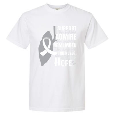 White Ribbon Lung Cancer Warrior Gift Garment-Dyed Heavyweight T-Shirt