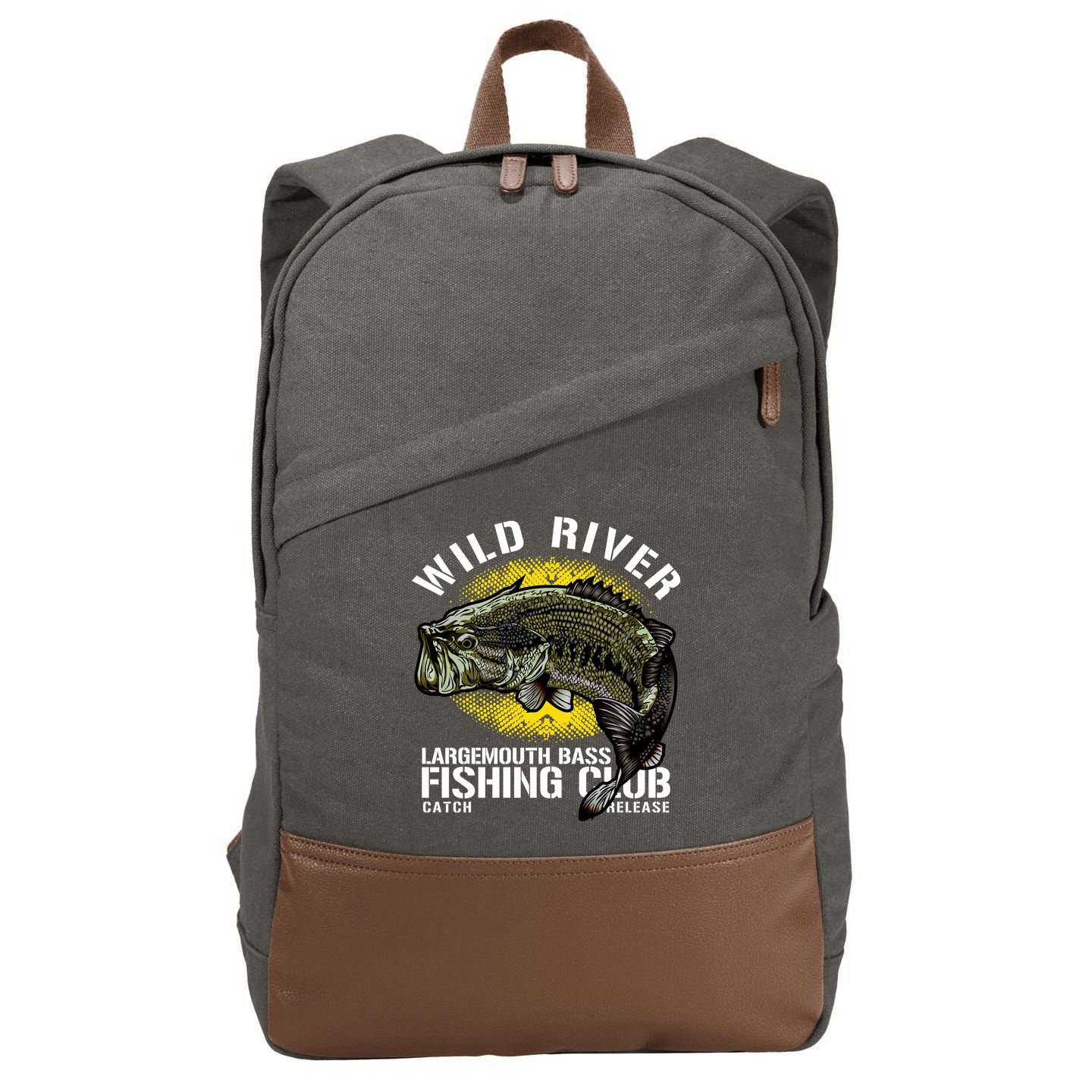 Wild River Largemouth Bass Fishing Club Cotton Canvas Backpack