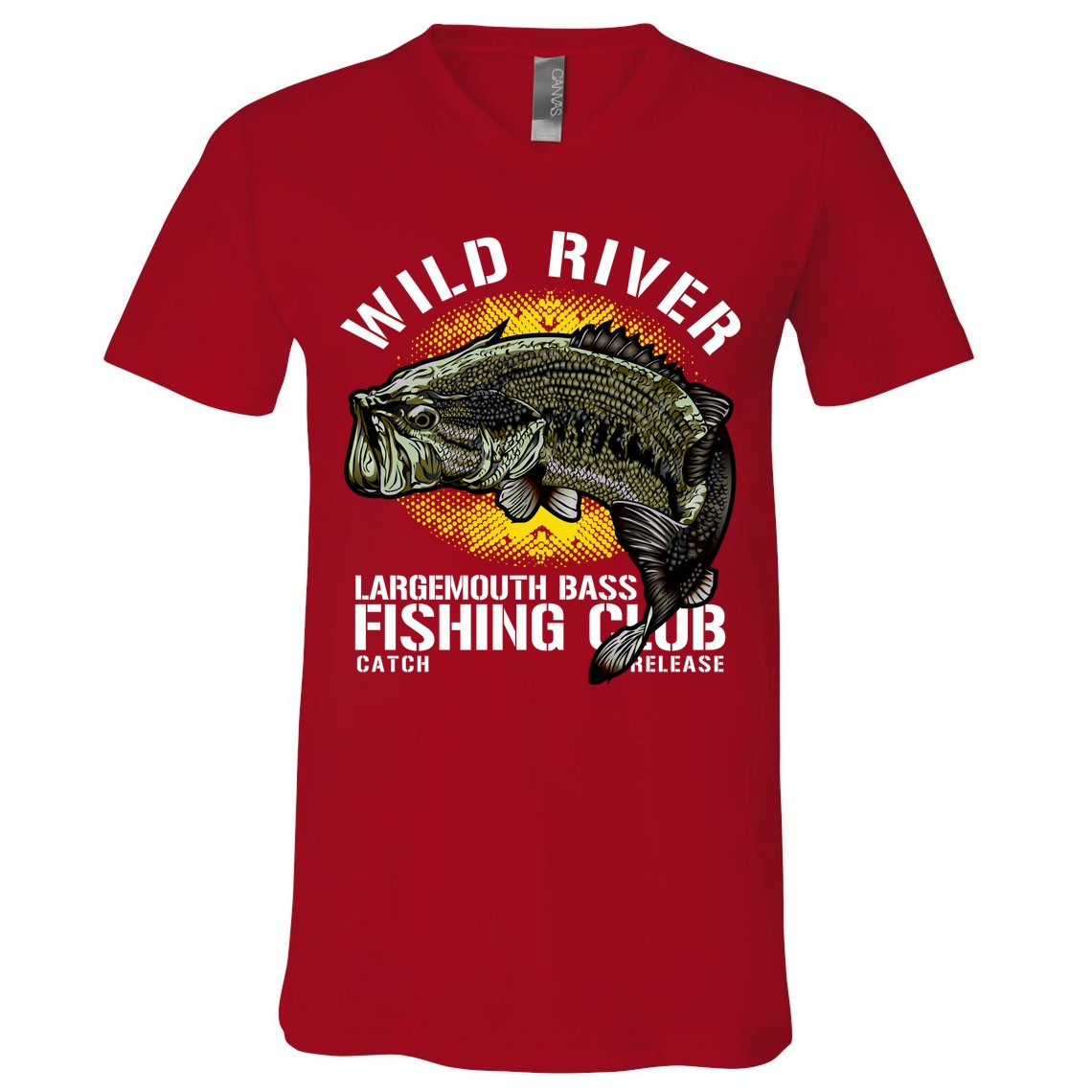 Wild River Largemouth Bass Fishing Club V-Neck T-Shirt