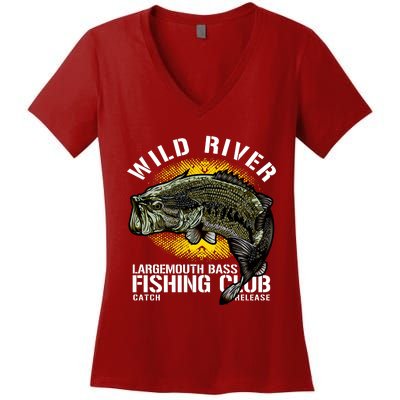 Wild River Largemouth Bass Fishing Club Women's V-Neck T-Shirt