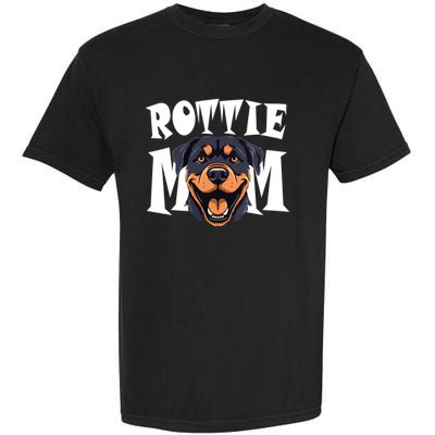 Womens Rottie Mom Cute Puppy Dog Happy Rottweiler Mom Womens Garment-Dyed Heavyweight T-Shirt