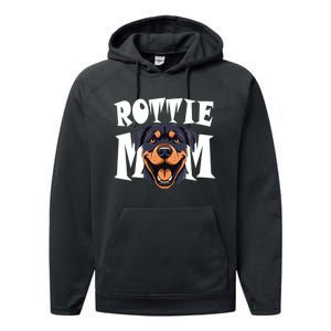 Womens Rottie Mom Cute Puppy Dog Happy Rottweiler Mom Womens Performance Fleece Hoodie