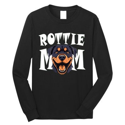 Womens Rottie Mom Cute Puppy Dog Happy Rottweiler Mom Womens Long Sleeve Shirt