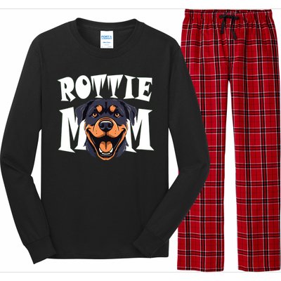 Womens Rottie Mom Cute Puppy Dog Happy Rottweiler Mom Womens Long Sleeve Pajama Set