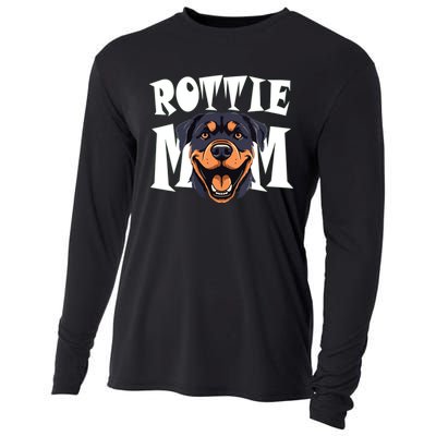 Womens Rottie Mom Cute Puppy Dog Happy Rottweiler Mom Womens Cooling Performance Long Sleeve Crew