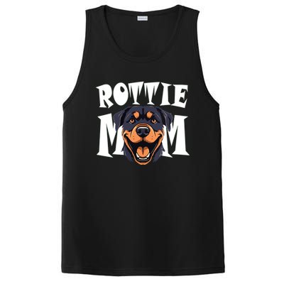 Womens Rottie Mom Cute Puppy Dog Happy Rottweiler Mom Womens PosiCharge Competitor Tank