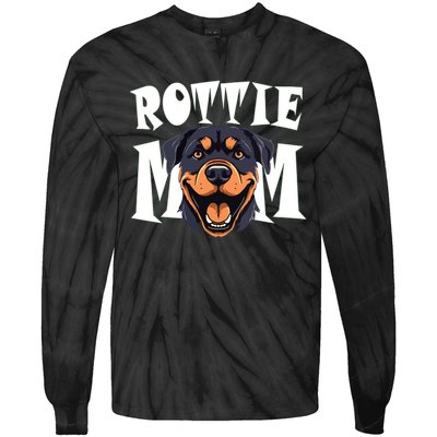 Womens Rottie Mom Cute Puppy Dog Happy Rottweiler Mom Womens Tie-Dye Long Sleeve Shirt